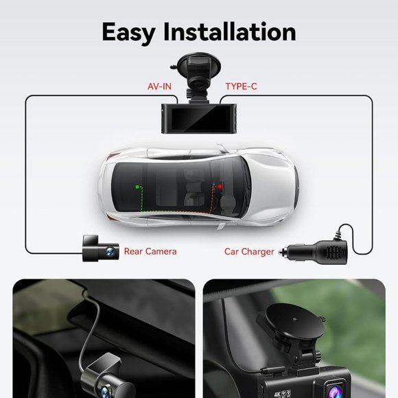 REDTIGER Dash Cam Front Rear, 4K/2.5K Full HD Dash Camera for Cars - Picture 3 of 9